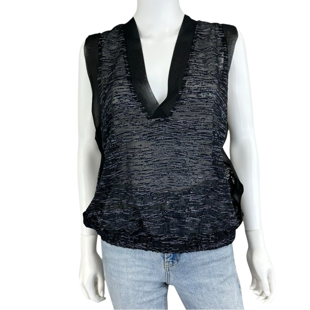 ELIZABETH and JAMES Black Sheer Vest Size M